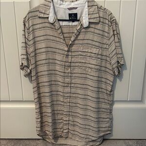 Ben Sherman Beige Striped Casual Button Down Shirt